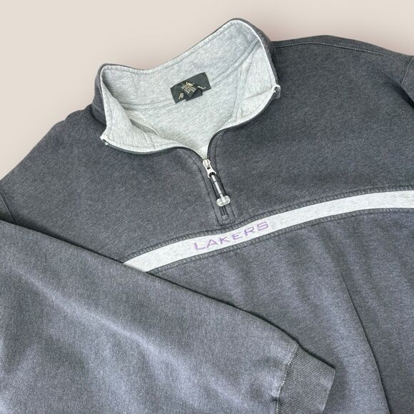 Vintage Lakers Mens Sweatshirt 1/4 Zip Size XXL Antigua Oversized 90s Embroidery - Picture 1 of 10